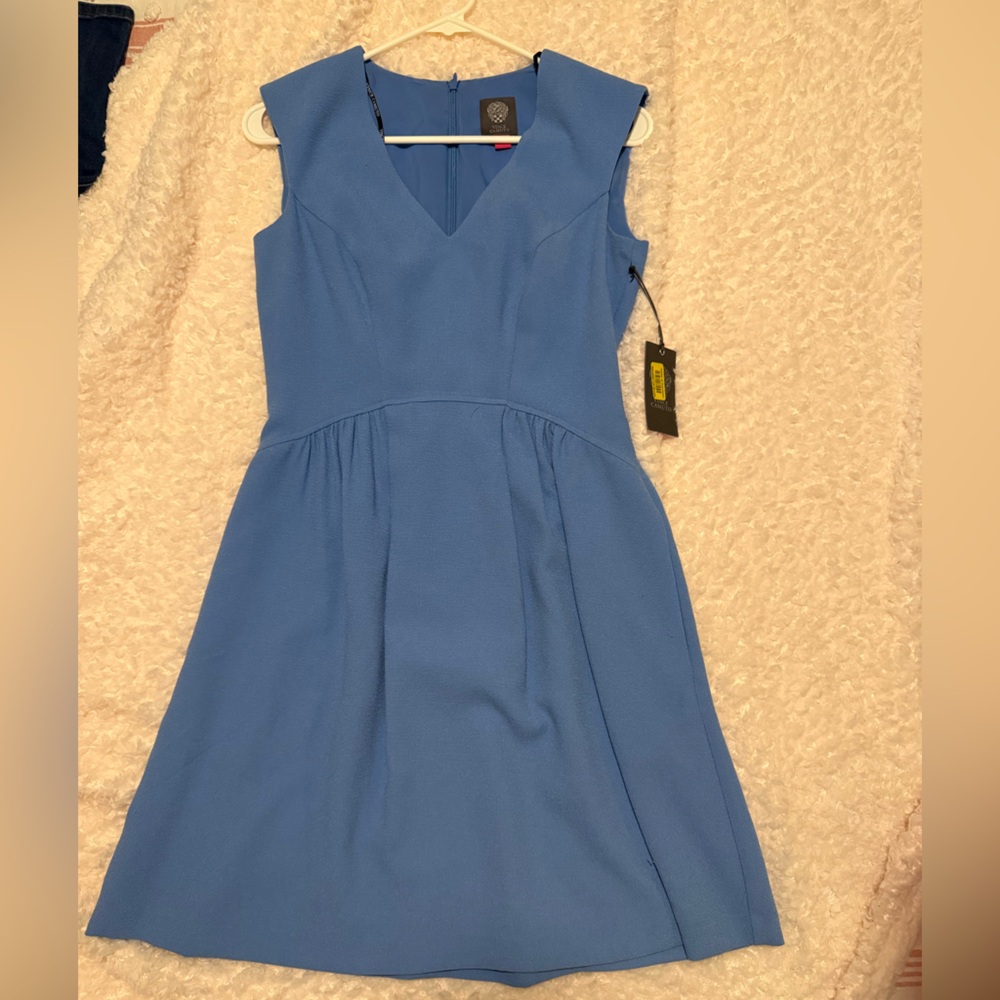 Vince Camuto Blue A-Line V-Neck Cocktail Dress